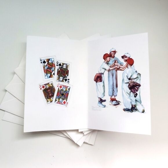 Norman Rockwell Blank Cards Set of 4 4x6 Golf Baseball Queen Jack Playing Cards - Picture 3 of 3